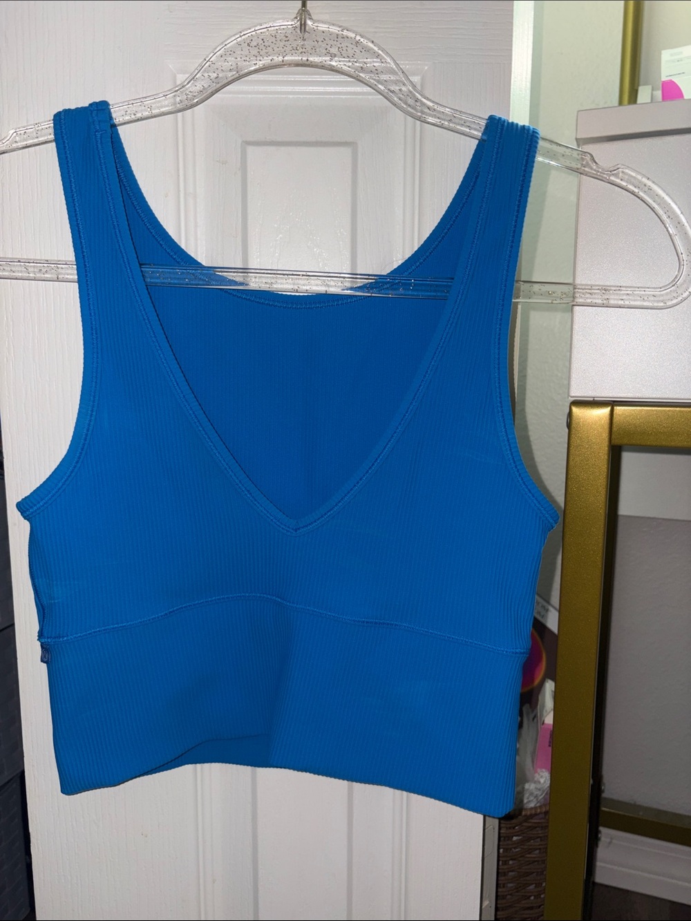 lululemon athletica Bright Blue Ribbed V-Neck Crop Tank